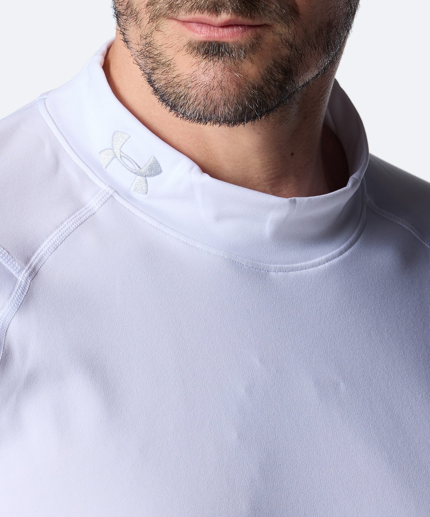 UAコールドギア フィッティド ロングスリーブ モックネック シャツ（ゴルフ/MEN） White / Halo Gray(100)