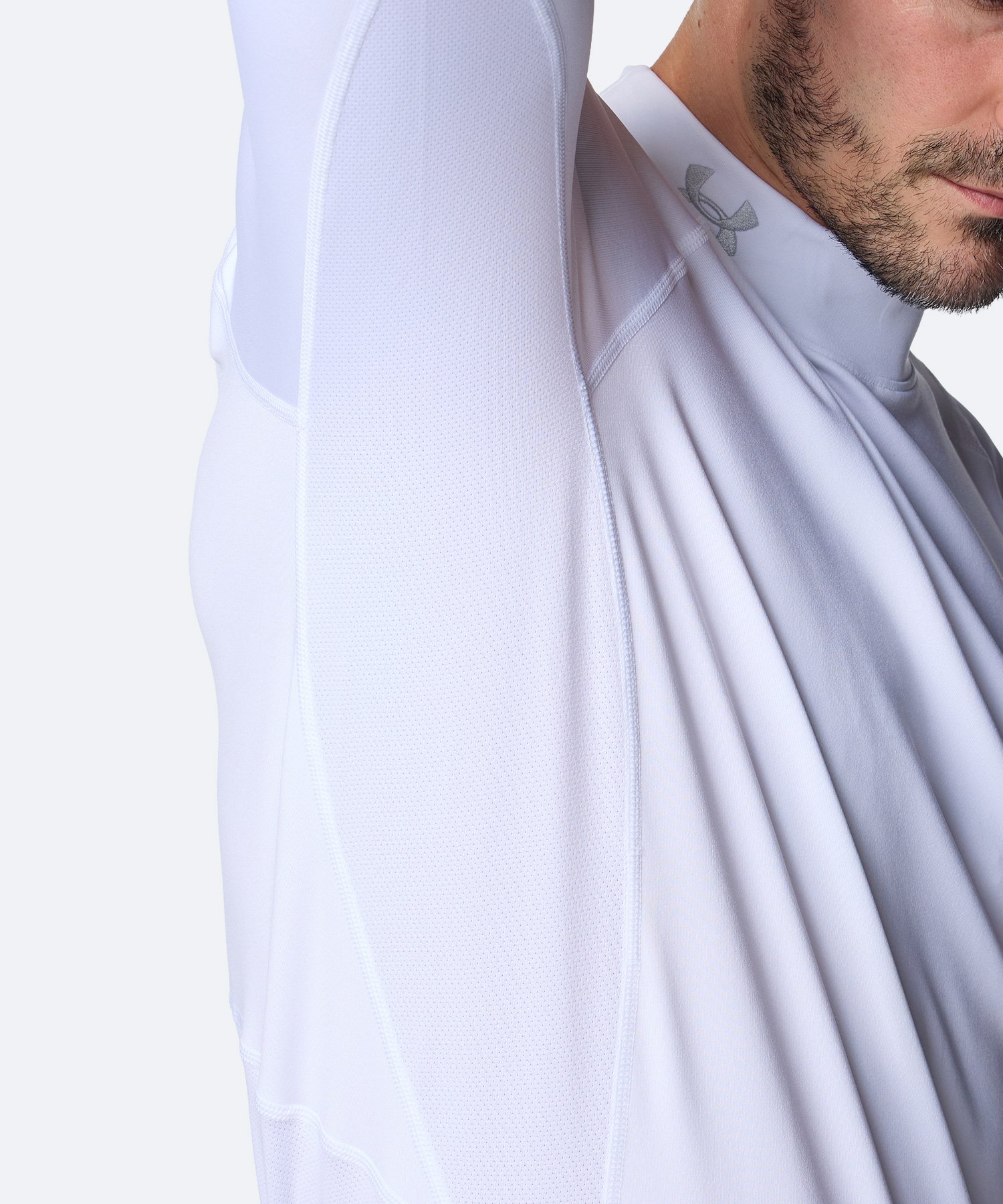 UAコールドギア フィッティド ロングスリーブ モックネック シャツ（ゴルフ/MEN） White / Halo Gray(100)