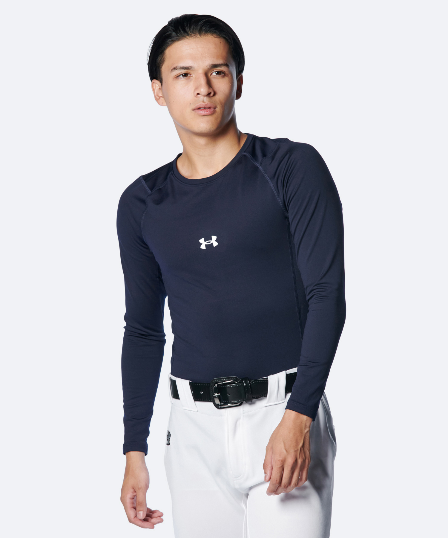 UAコールドギアアーマー コンプレッション ロングスリーブ クルーネック シャツ（ベースボール/MEN） Midnight Navy(410)
