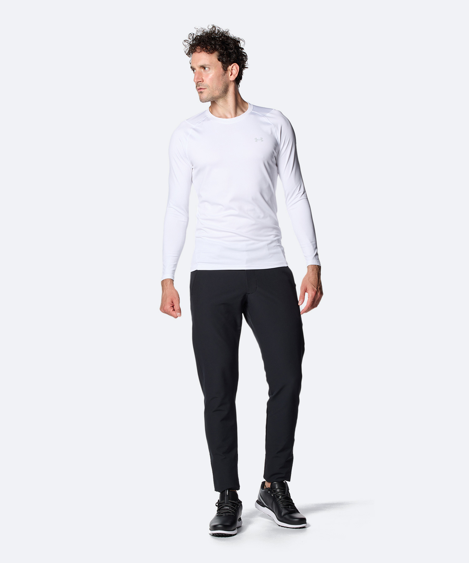 UAコールドギア フィッティド ロングスリーブ クルーネック シャツ（ゴルフ/MEN） White / Halo Gray(100)