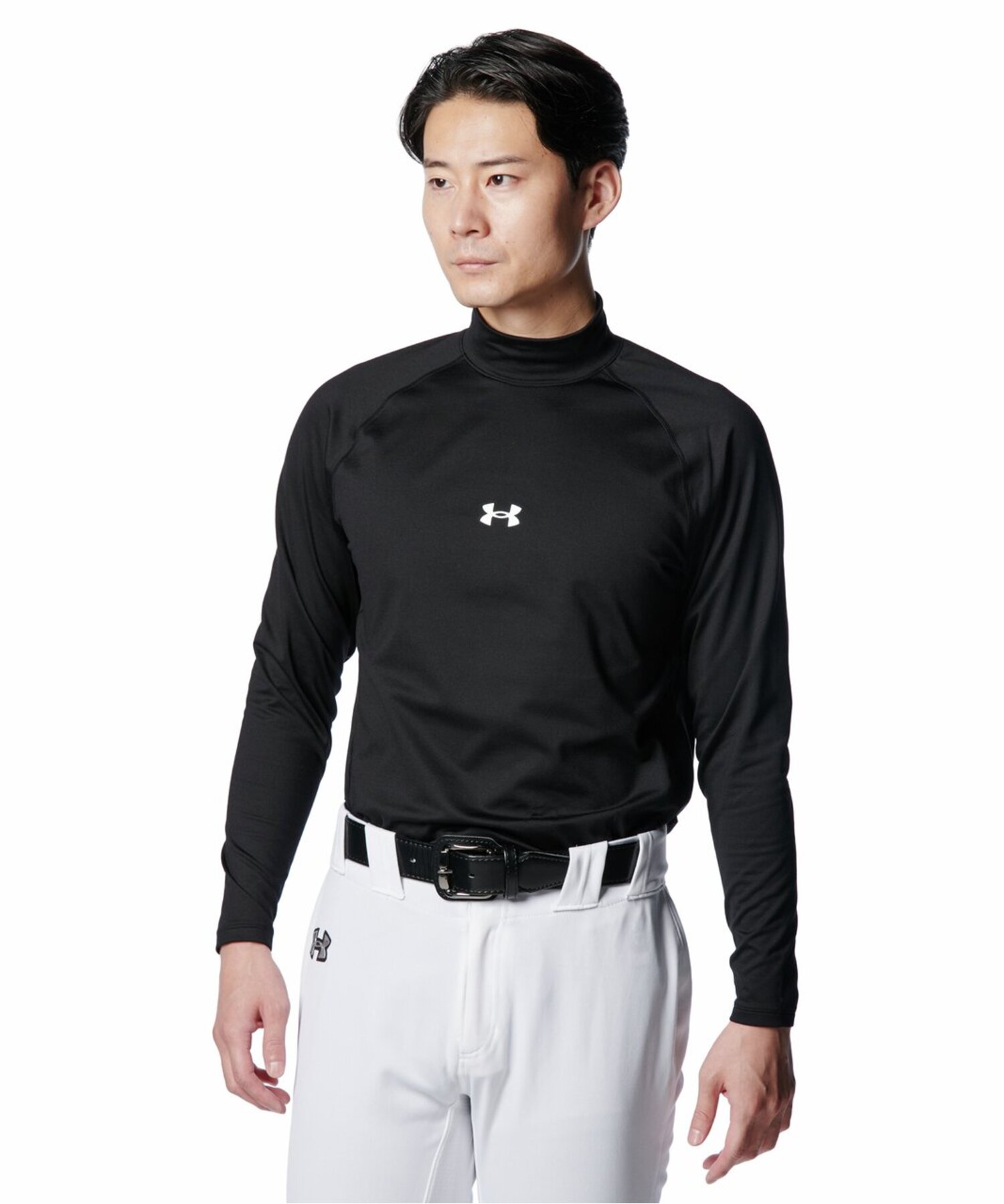 UAコールドギア コンフォート フィッティド ロングスリーブ モックネック シャツ（ベースボール/MEN） Black(001)