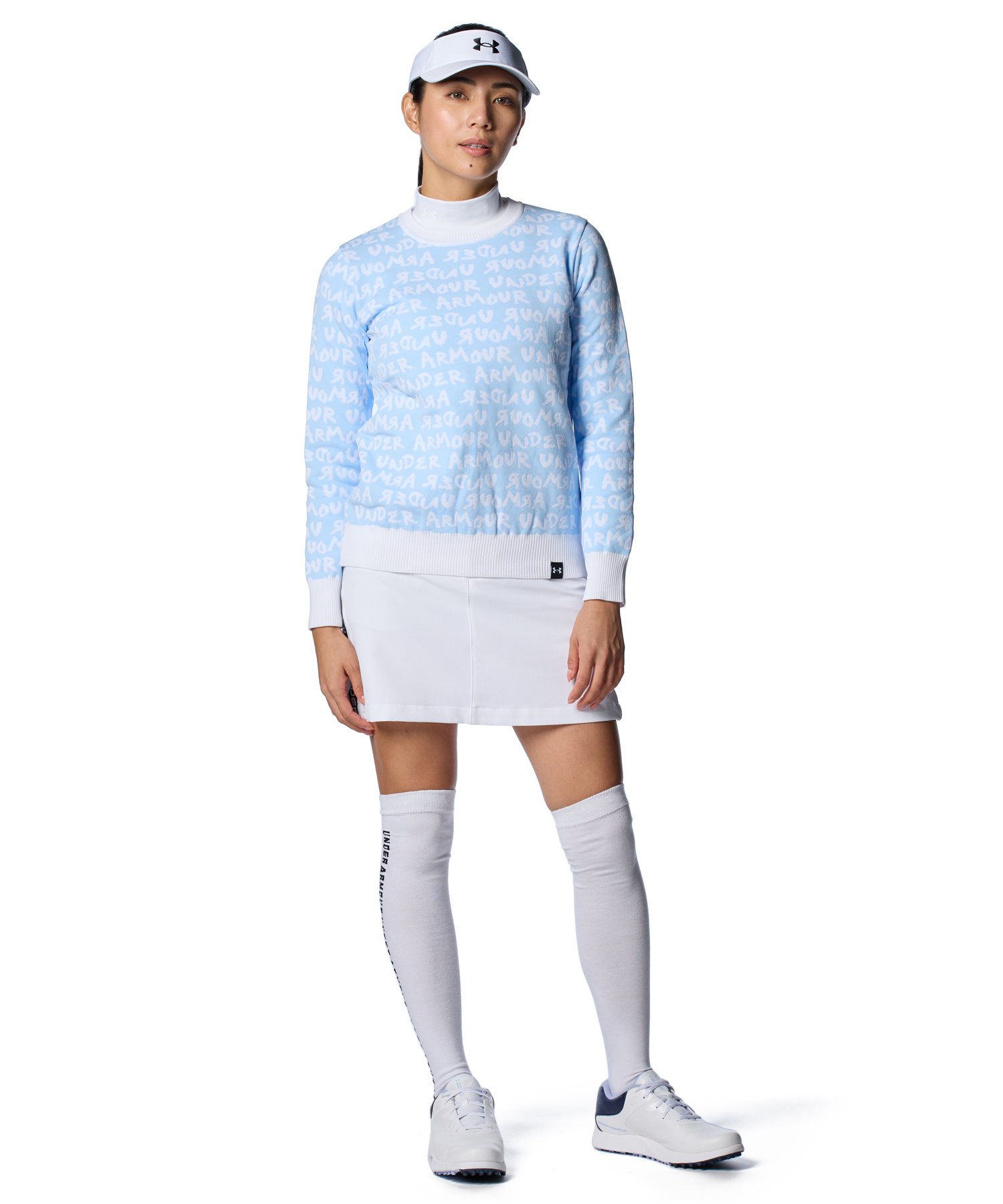 UAコールドギアインフラレッド コンプレッション ロングスリーブ モックネック シャツ（ゴルフ/WOMEN） White / Halo Gray(100)