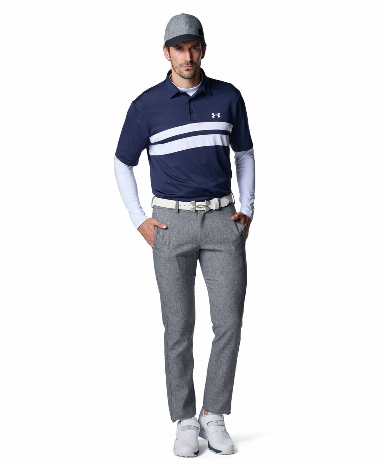 UAコールドギアインフラレッド フィッティド ロングスリーブ モックネック シャツ（ゴルフ/MEN） White / Metallic Silver(100)