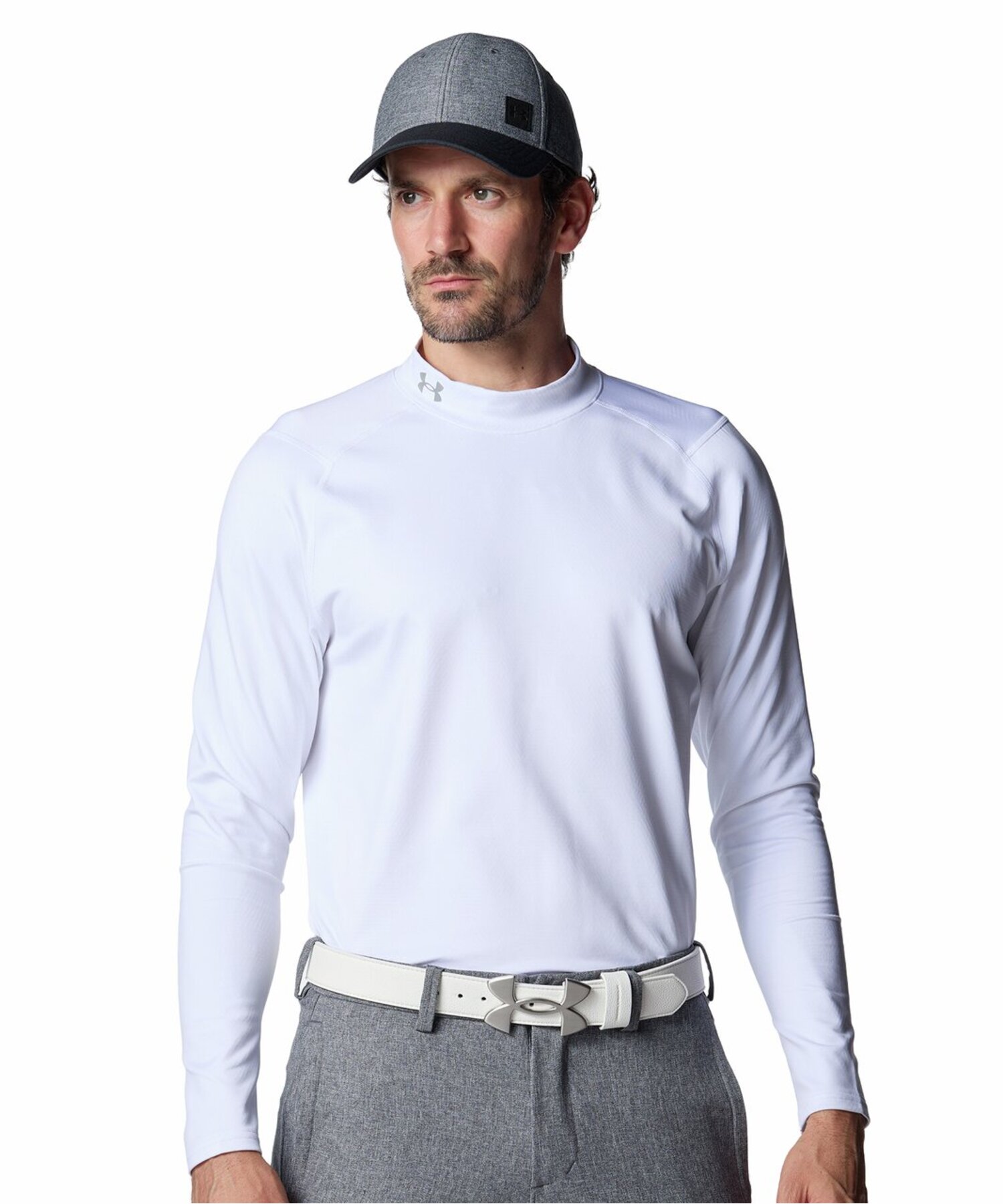 UAコールドギアインフラレッド フィッティド ロングスリーブ モックネック シャツ（ゴルフ/MEN） White / Metallic Silver(100)