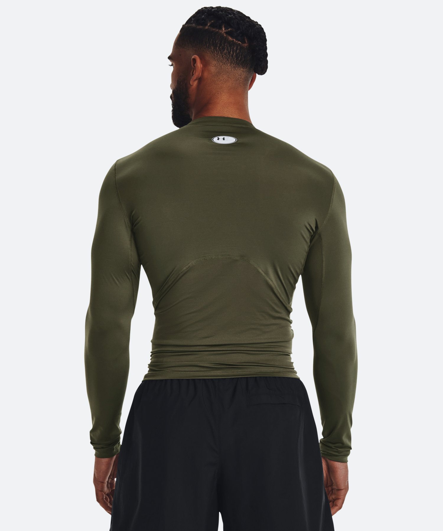UAヒートギアアーマー コンプレッション ロングスリーブ シャツ（トレーニング/MEN） Marine OD Green / White(390)