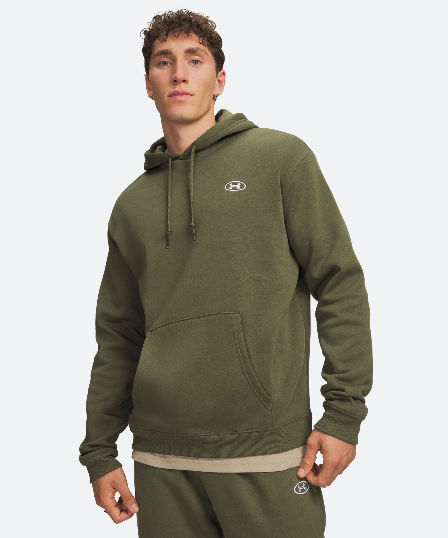 UAライバルフリース フーディー（ライフスタイル/MEN） Marine OD Green / White(391)