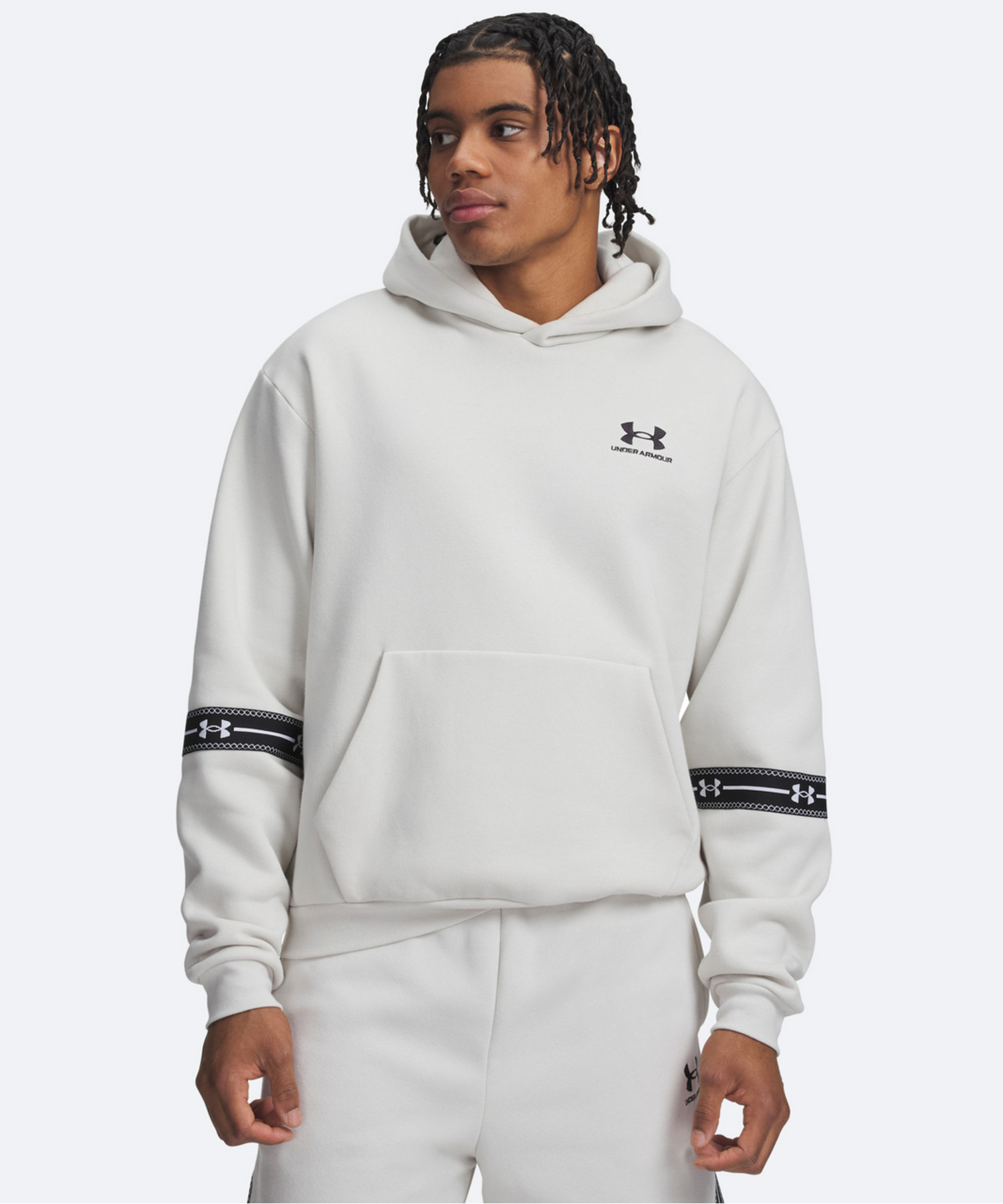 UAアイコンフリース テープド フーディー（ライフスタイル/MEN） Summit White / Black(110)