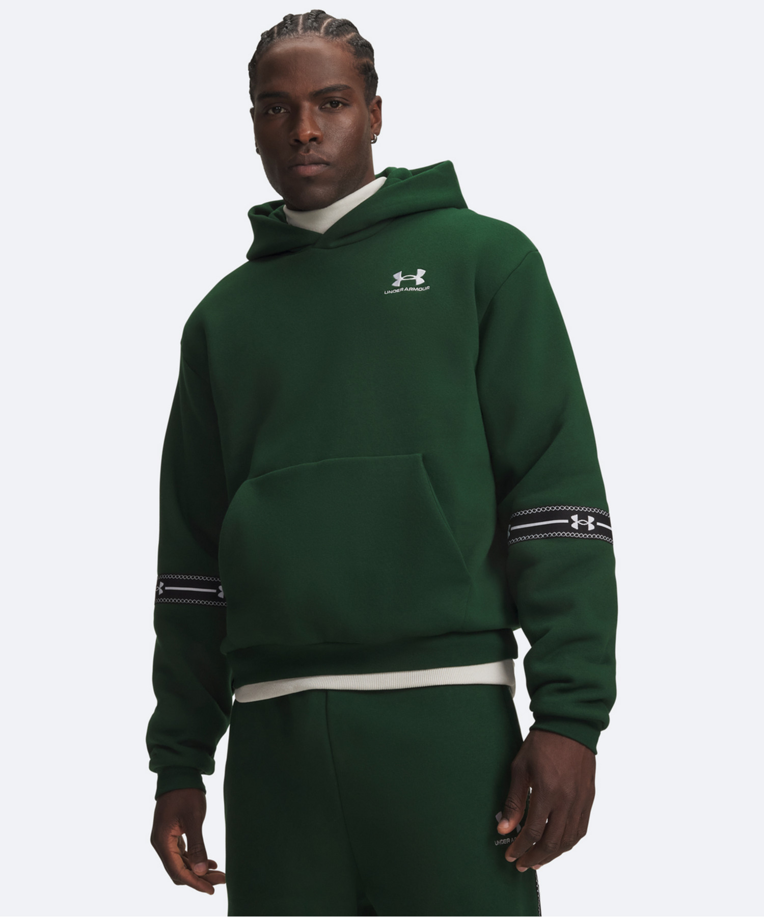 UAアイコンフリース テープド フーディー（ライフスタイル/MEN） Forest Green / White(301)