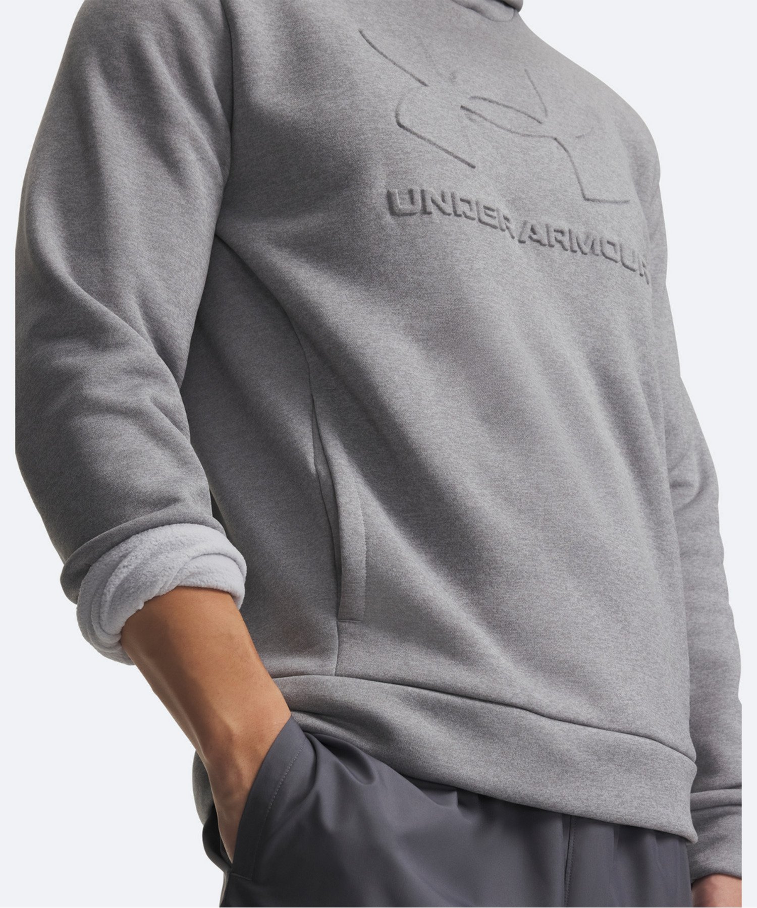 UAアーマーフリース エンボス フーディー（トレーニング/MEN） Mod Gray / Mod Gray(011)