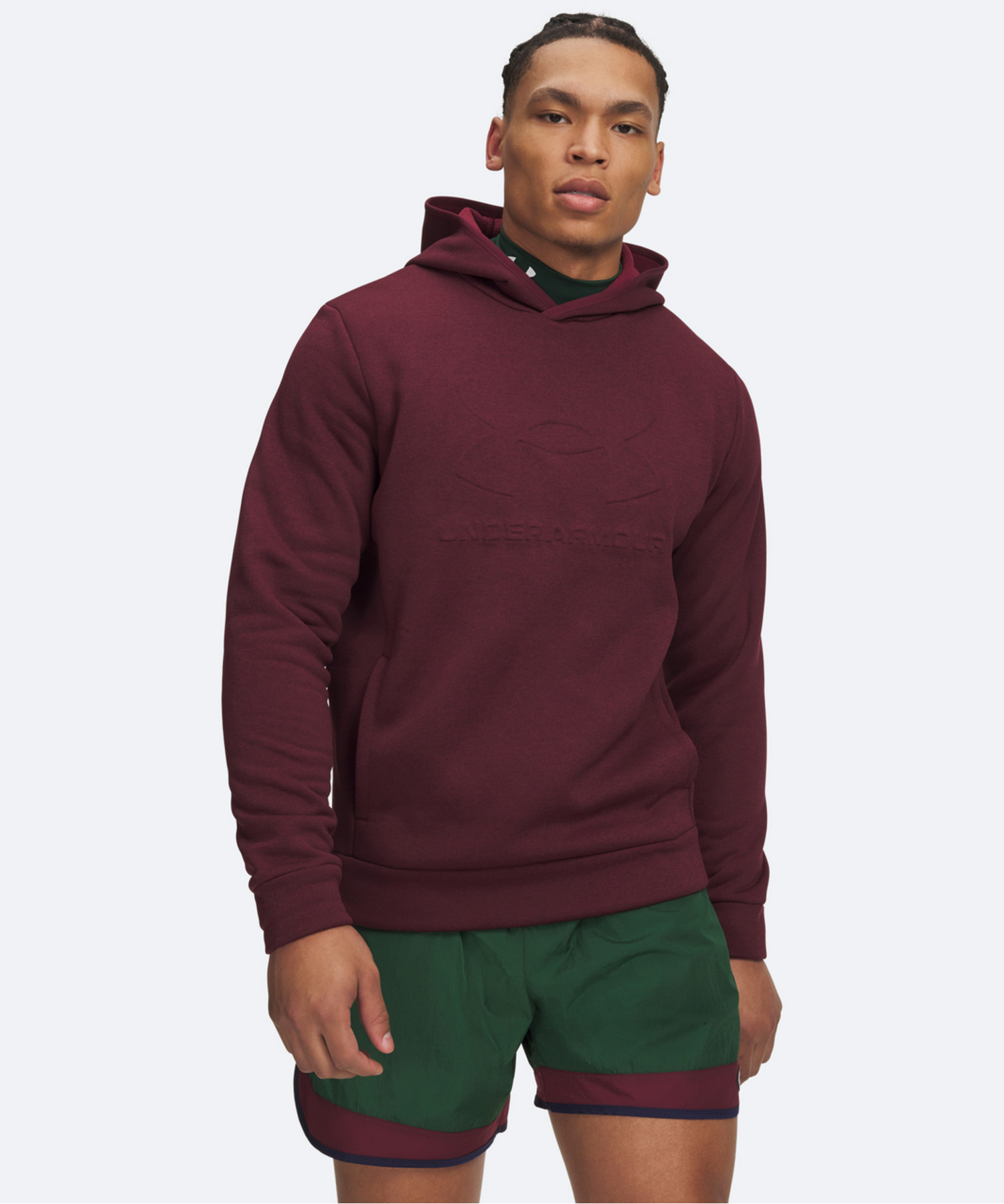 UAアーマーフリース エンボス フーディー（トレーニング/MEN） Vintage Maroon(625)