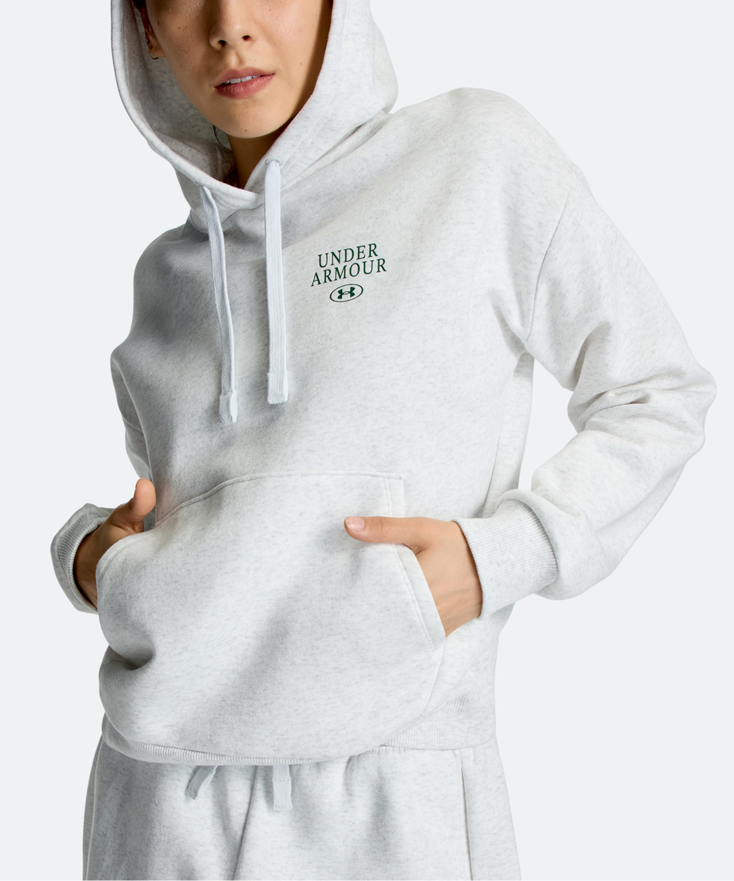 UAライバルフリース グラフィック フーディー（ライフスタイル/WOMEN） Distant Gray Light Heather(023)