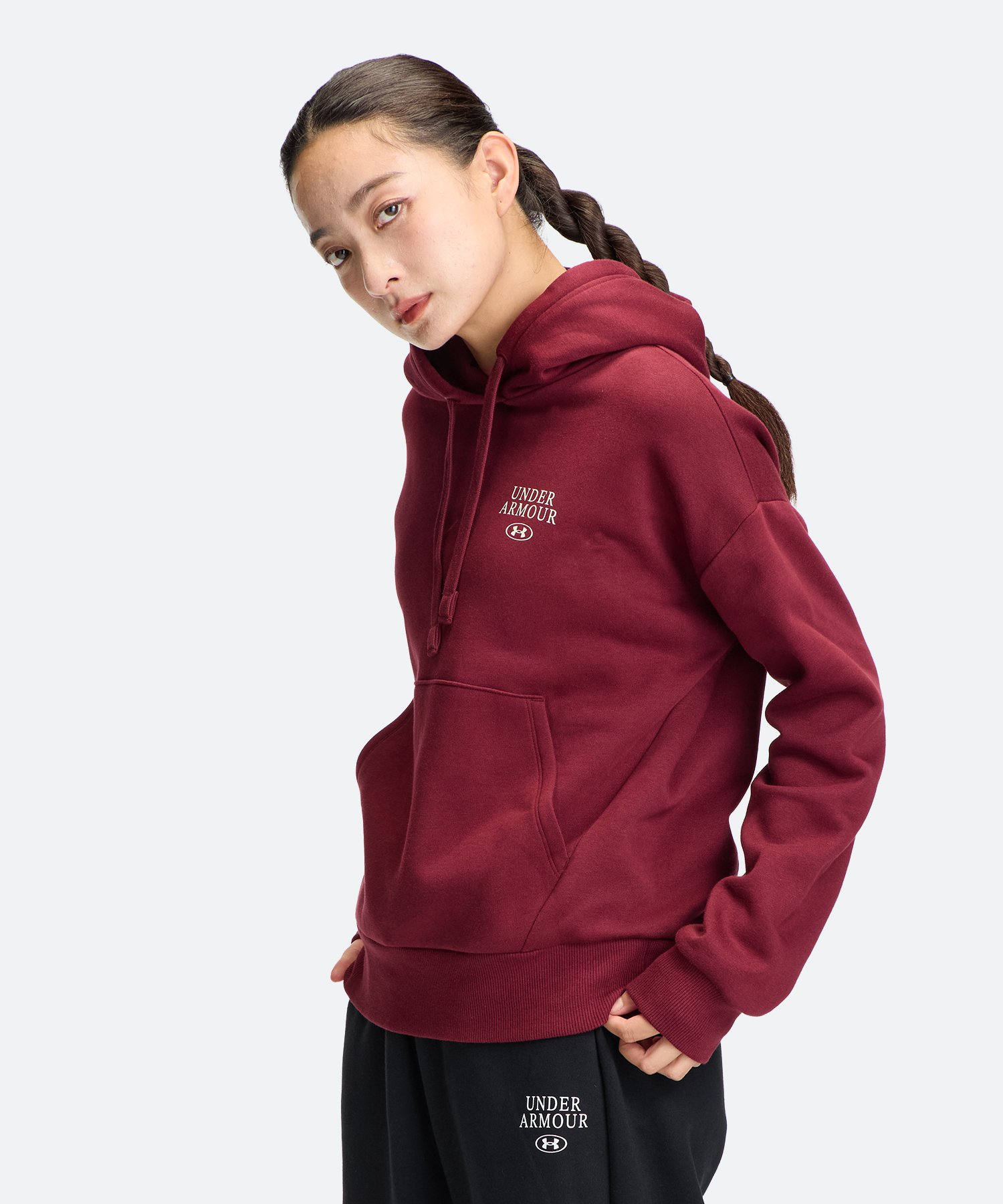 UAライバルフリース グラフィック フーディー（ライフスタイル/WOMEN） Vintage Maroon(625)