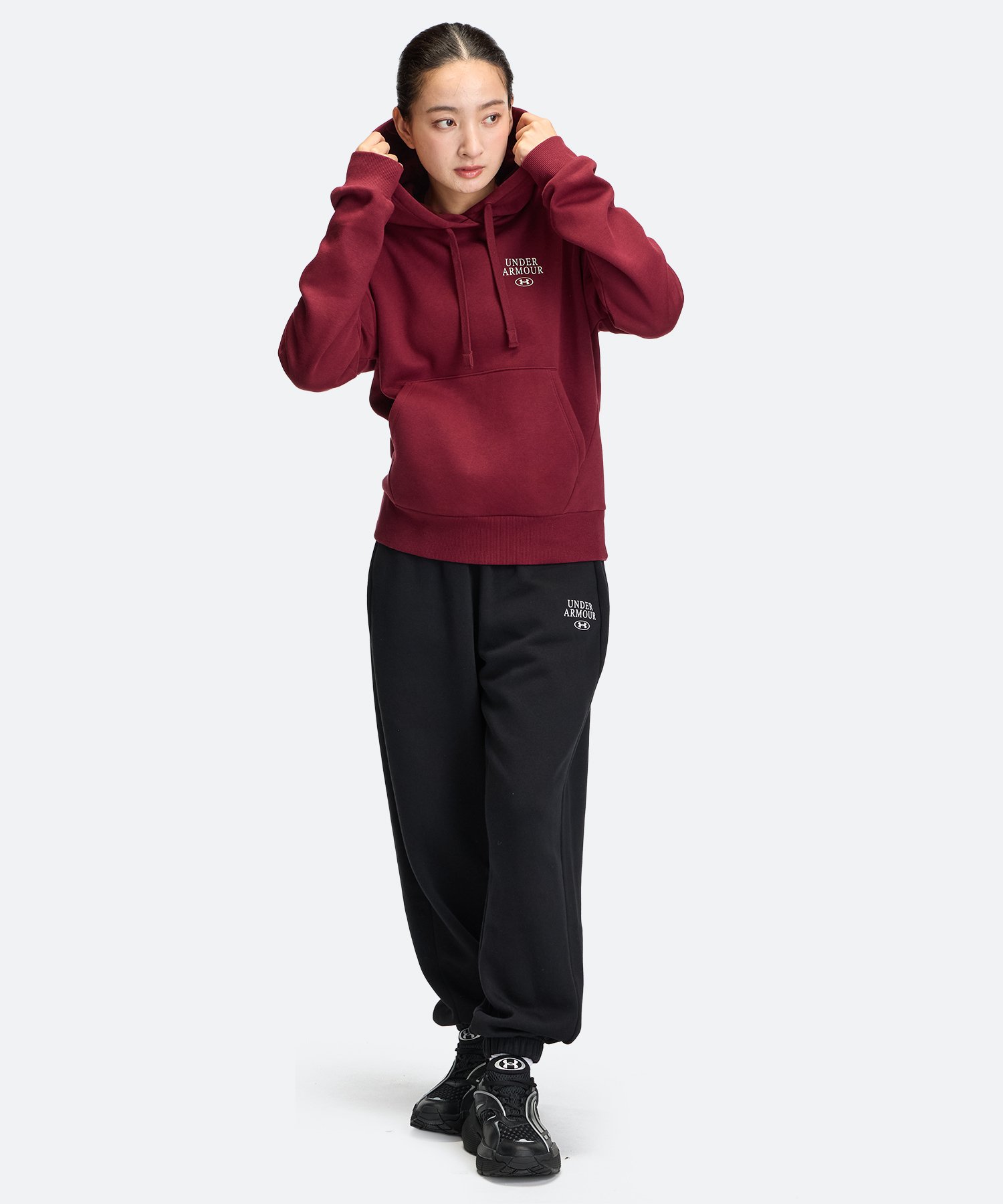 UAライバルフリース グラフィック フーディー（ライフスタイル/WOMEN） Vintage Maroon(625)