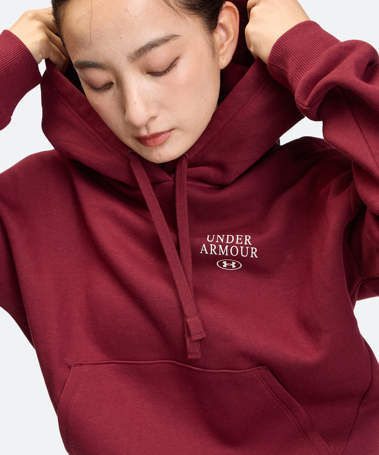UAライバルフリース グラフィック フーディー（ライフスタイル/WOMEN） Vintage Maroon(625)