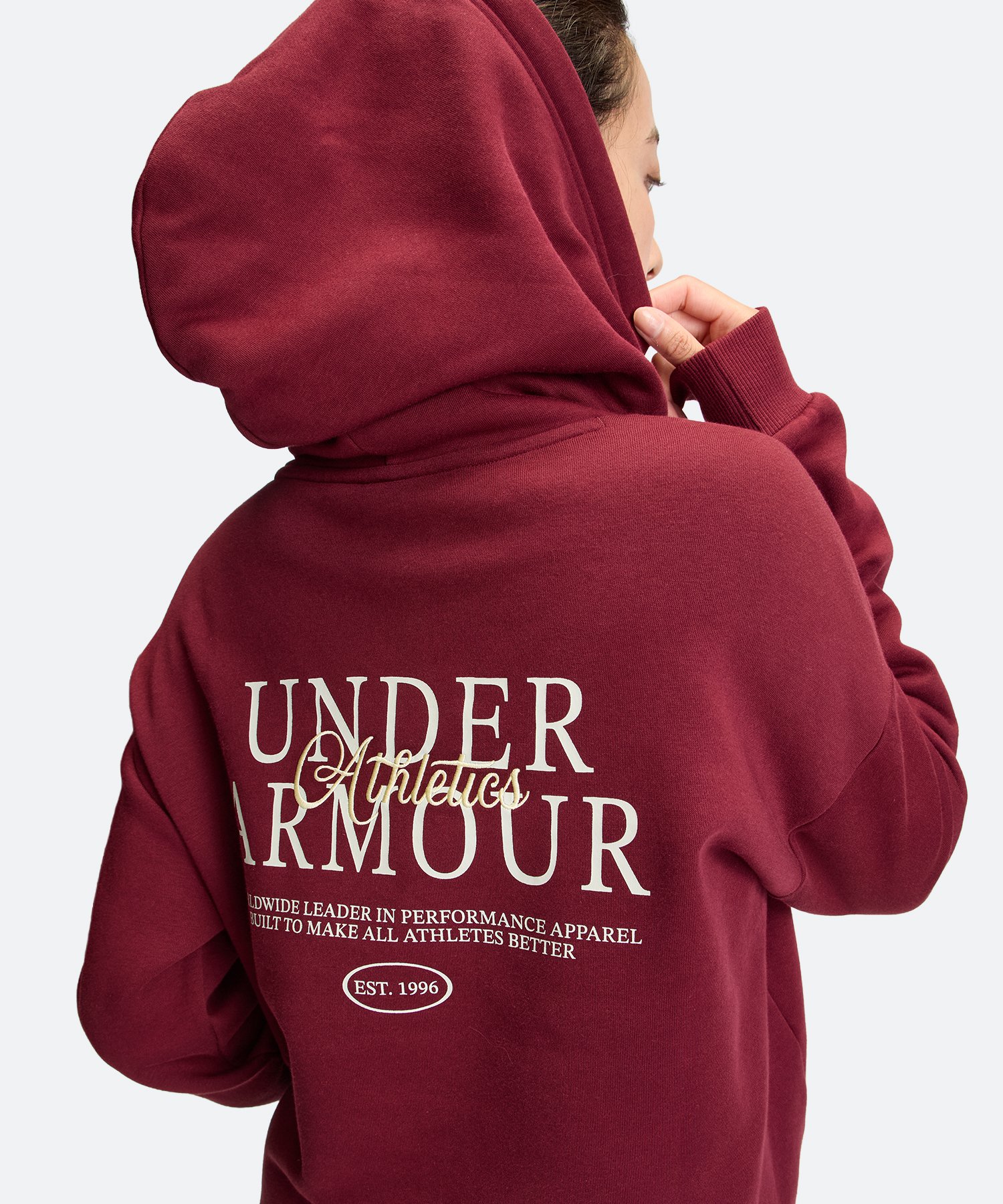 UAライバルフリース グラフィック フーディー（ライフスタイル/WOMEN） Vintage Maroon(625)