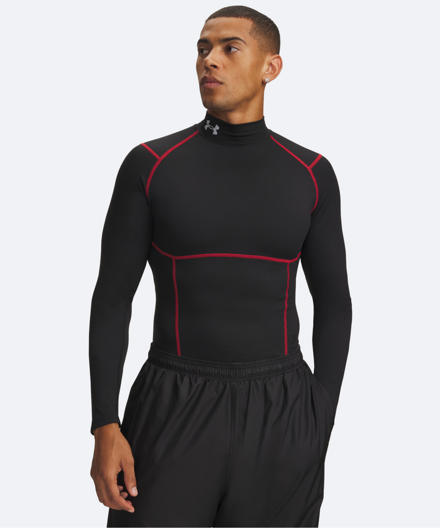 UAコールドギア ネオラスト コンプレッション モックネック シャツ（トレーニング/MEN） Ultimate Black / Red(009)