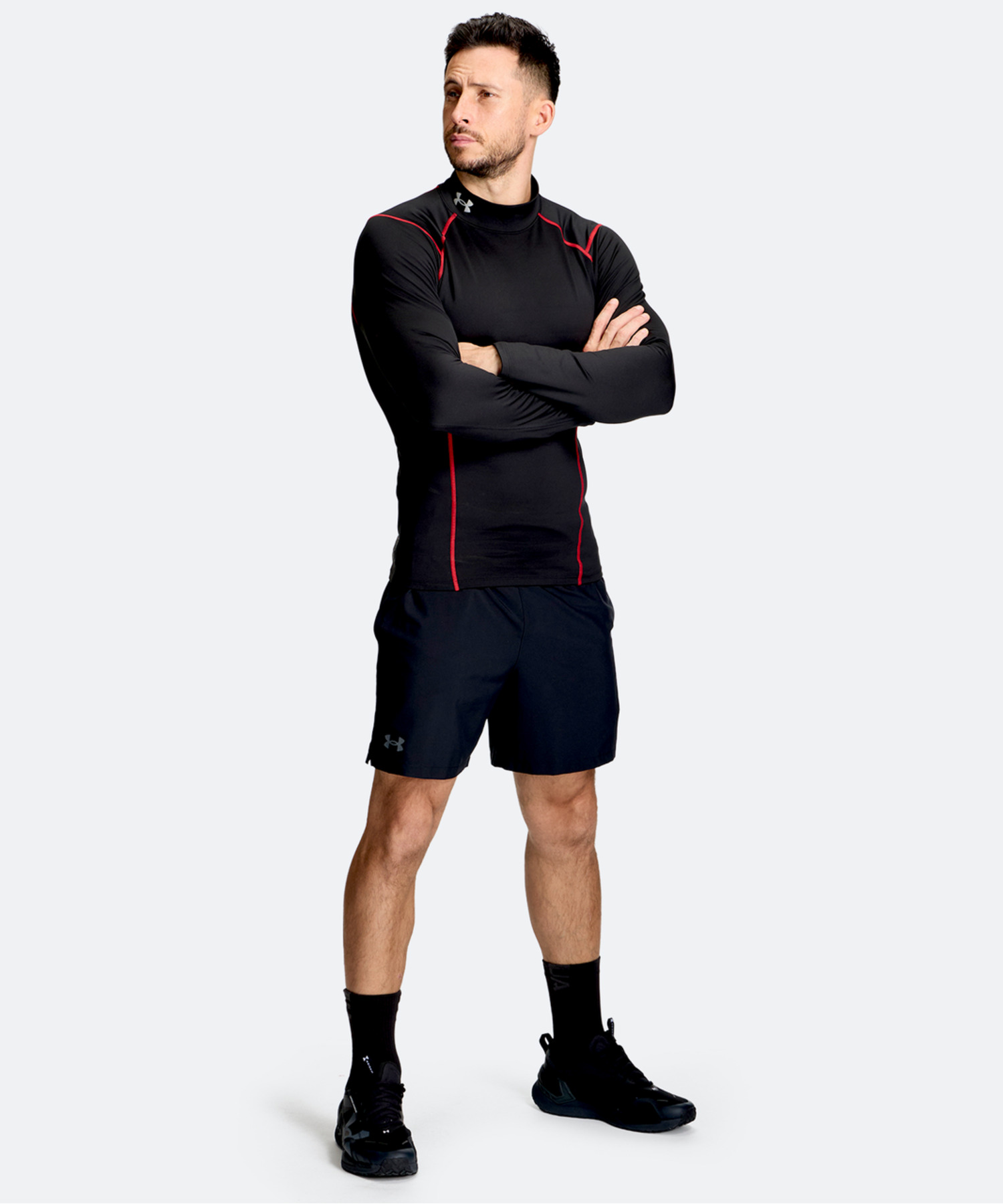 UAコールドギア ネオラスト コンプレッション モックネック シャツ（トレーニング/MEN） Ultimate Black / Red(009)