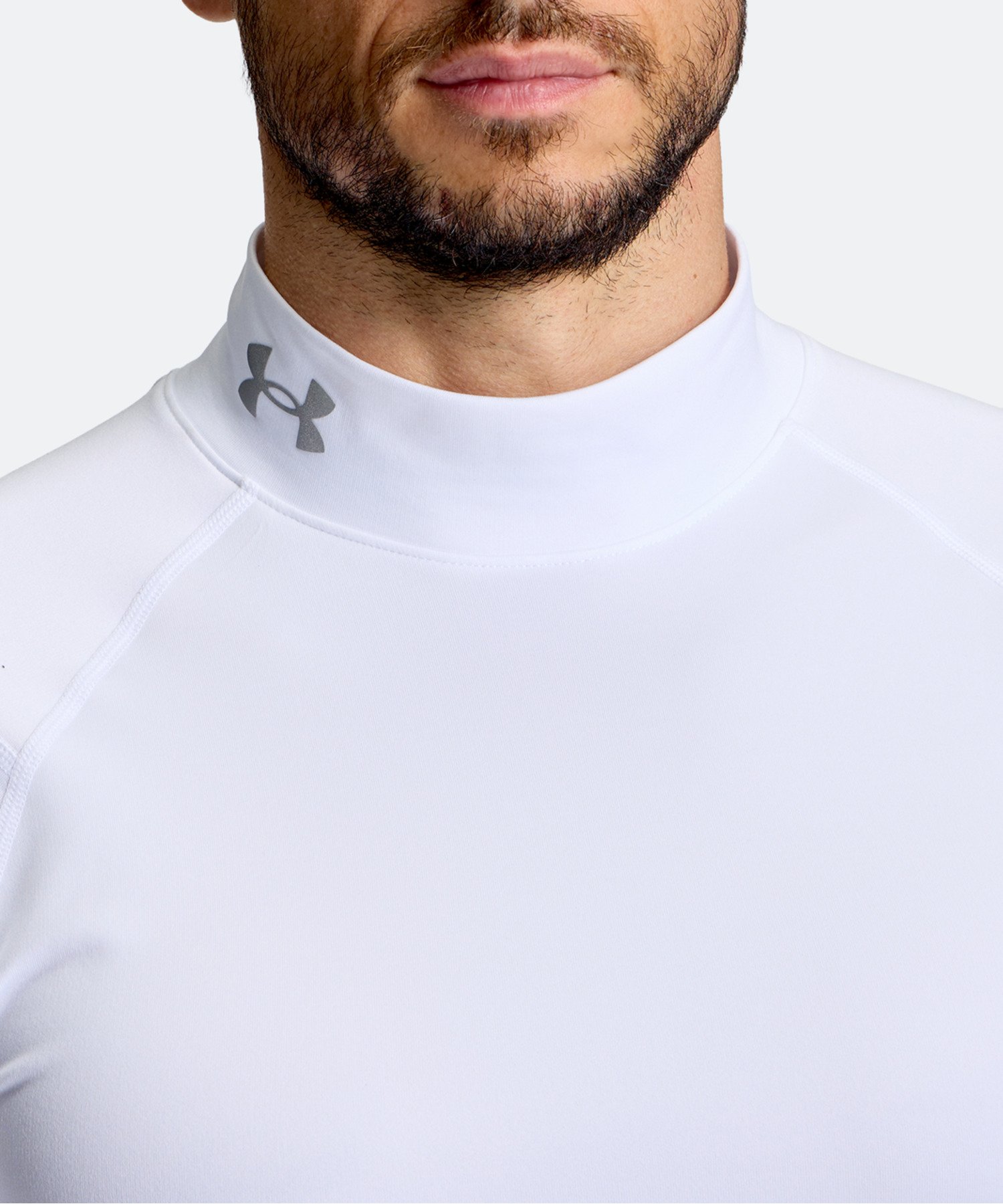 UAコールドギア ネオラスト コンプレッション モックネック シャツ（トレーニング/MEN） White / Halo Gray(100)