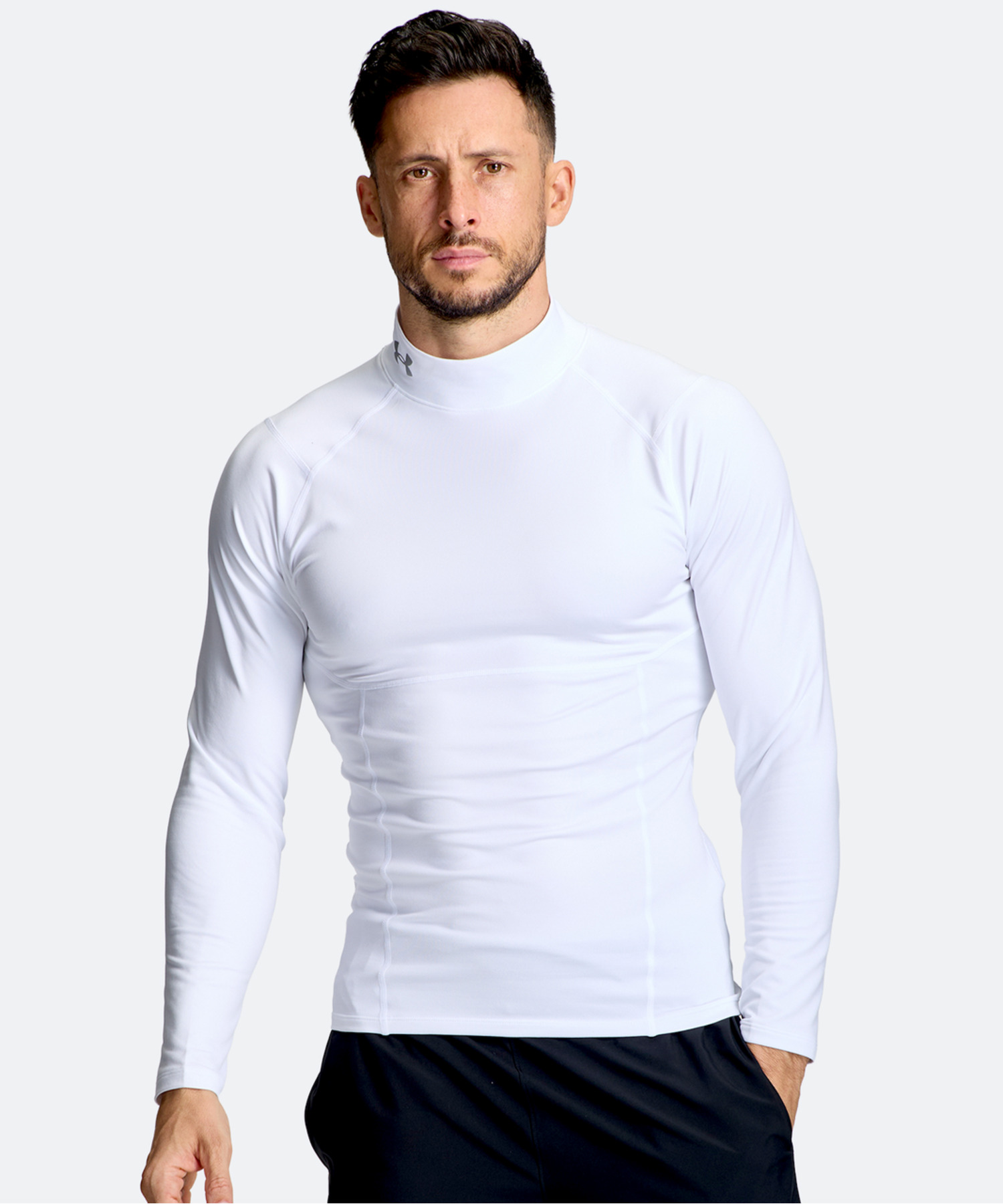UAコールドギア ネオラスト コンプレッション モックネック シャツ（トレーニング/MEN） White / Halo Gray(100)