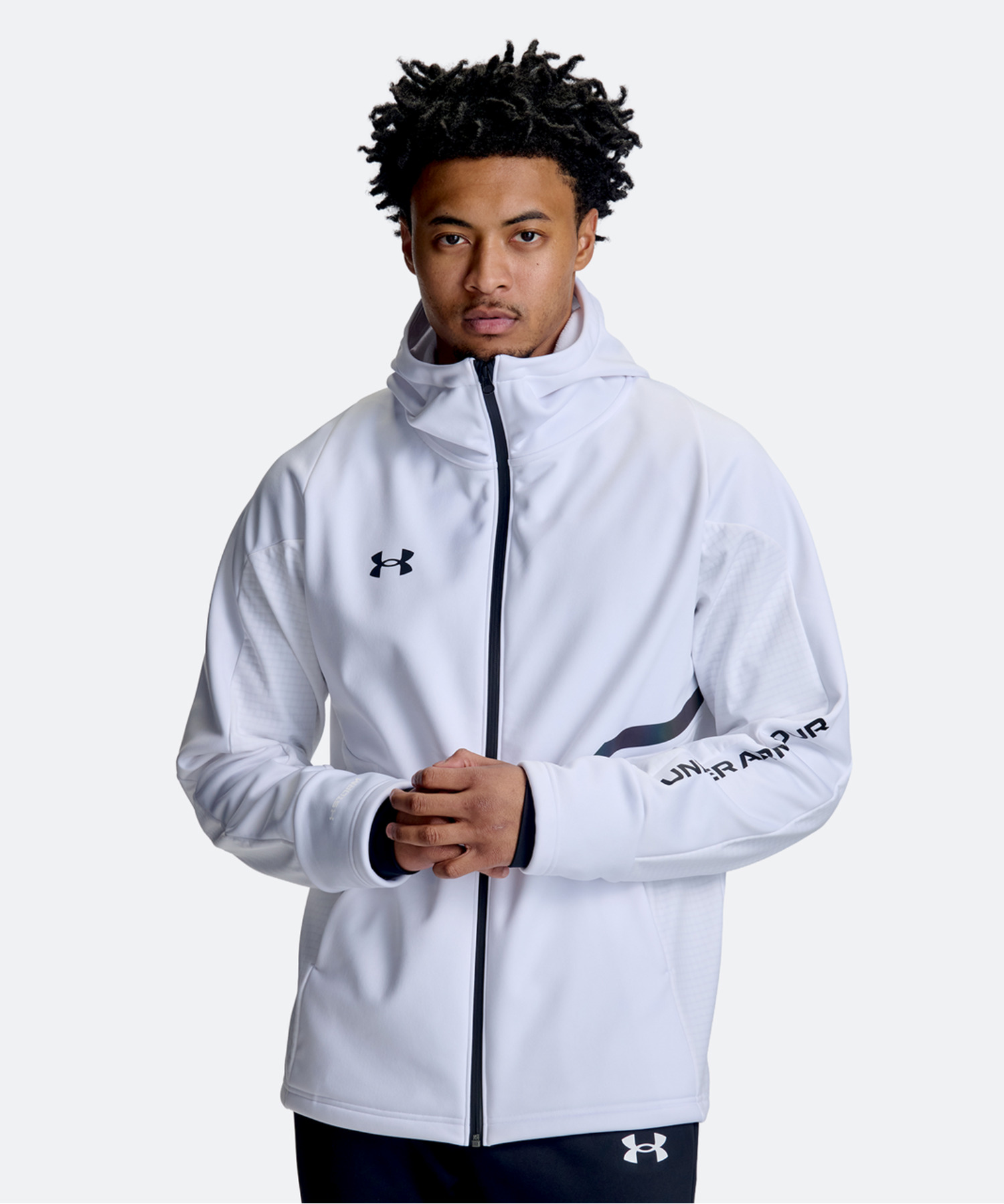 UAウインターニット 3レイヤー フルジップ フーディー（トレーニング/MEN） White(100)