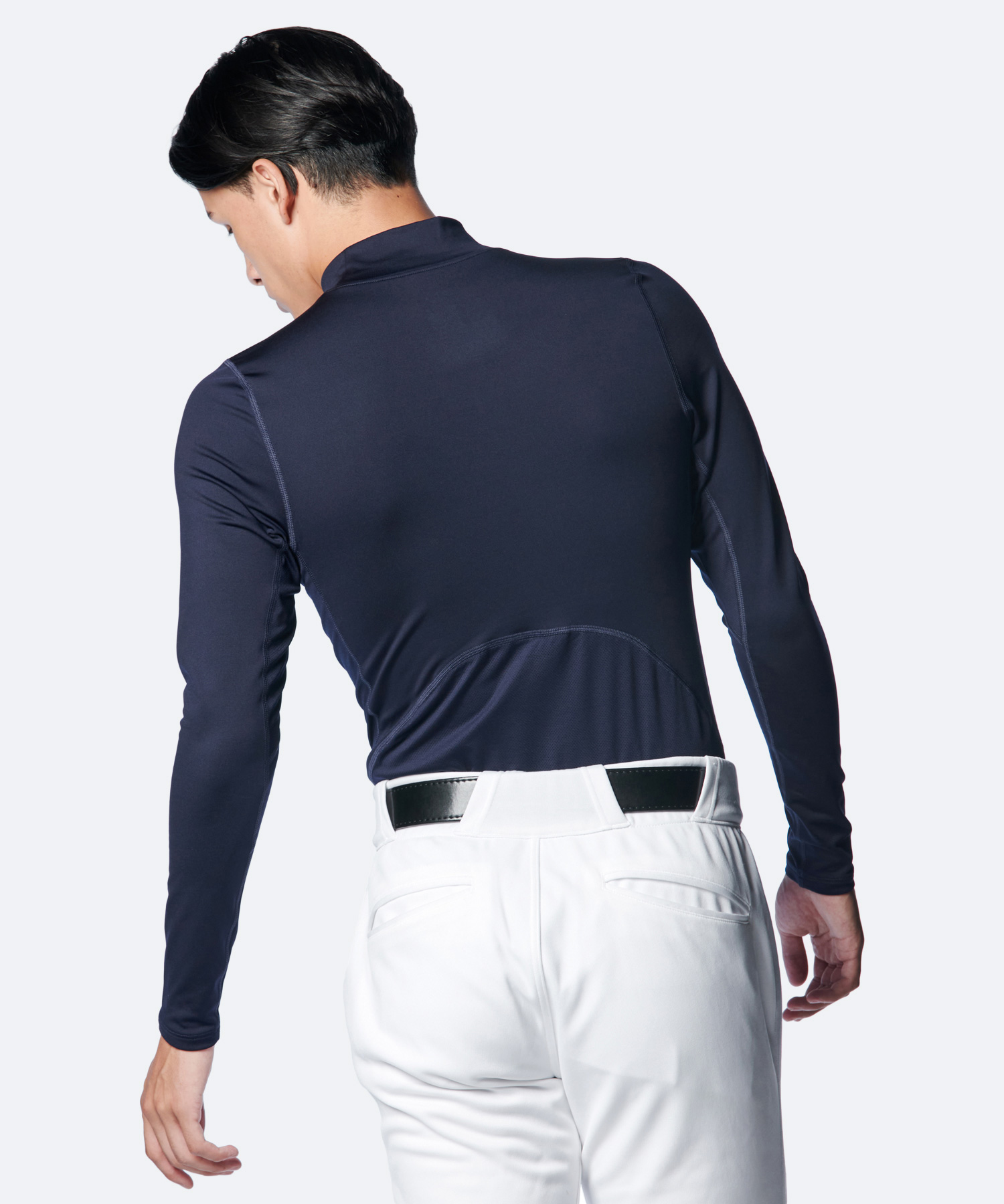 UAコールドギアアーマー コンプレッション ロングスリーブ モックネック シャツ（ベースボール/MEN） Midnight Navy(410)