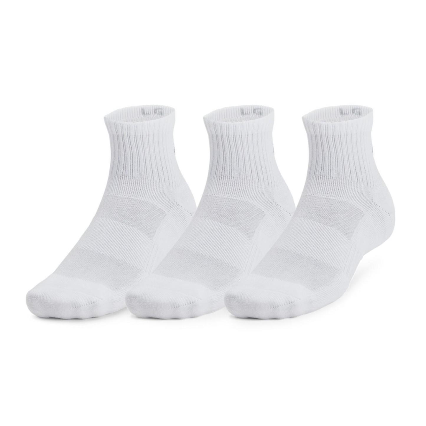 【UNDER ARMOURウェア】 アンダーアーマーウェア U UA TC 3pk Qtr ソックス 1386372 001BLK/BLK/WHT 100WHT/WHT/BLK