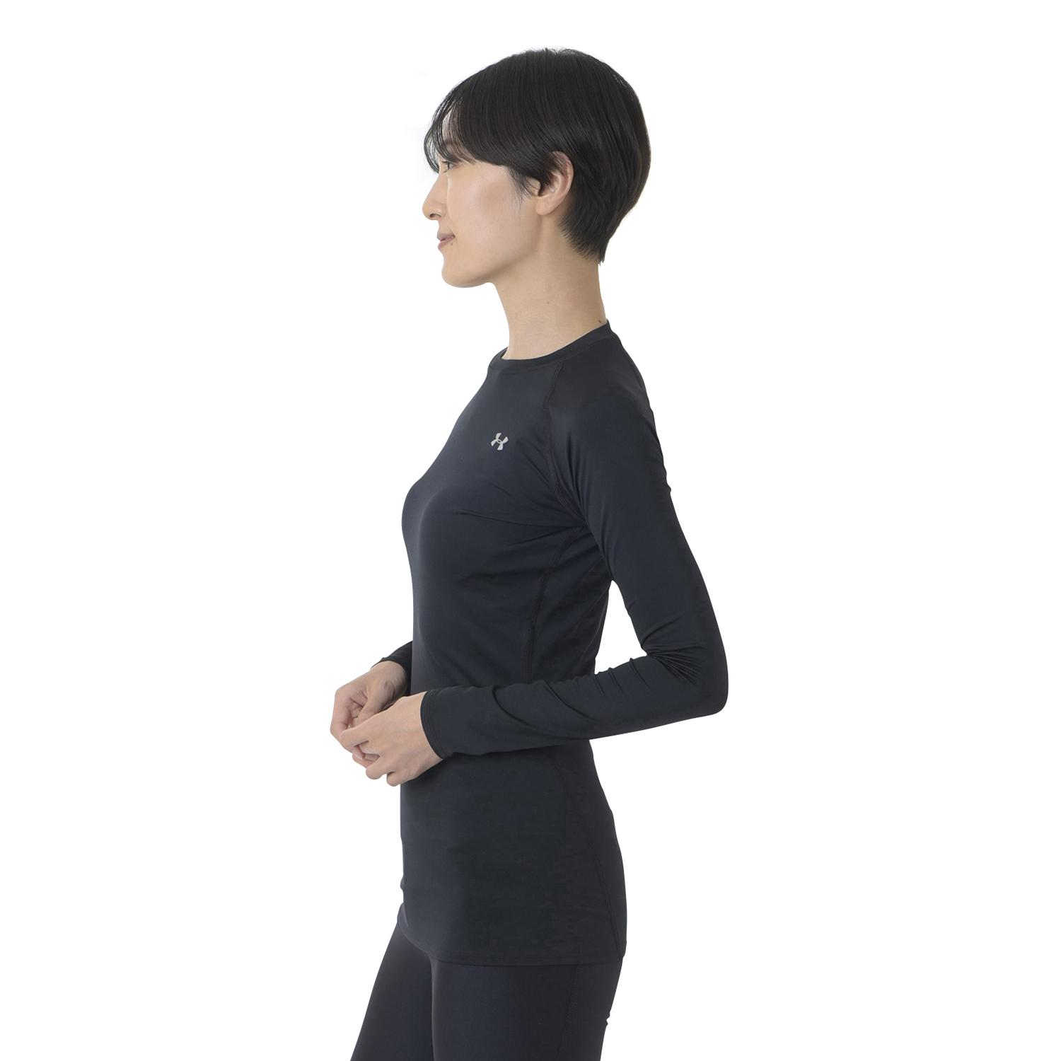 レディース 【UNDER ARMOURウェア】 アンダーアーマーウェア W HEATGEAR COMPRESSION CREW ロングスリーブ 1358604 001BLACK 001BLACK