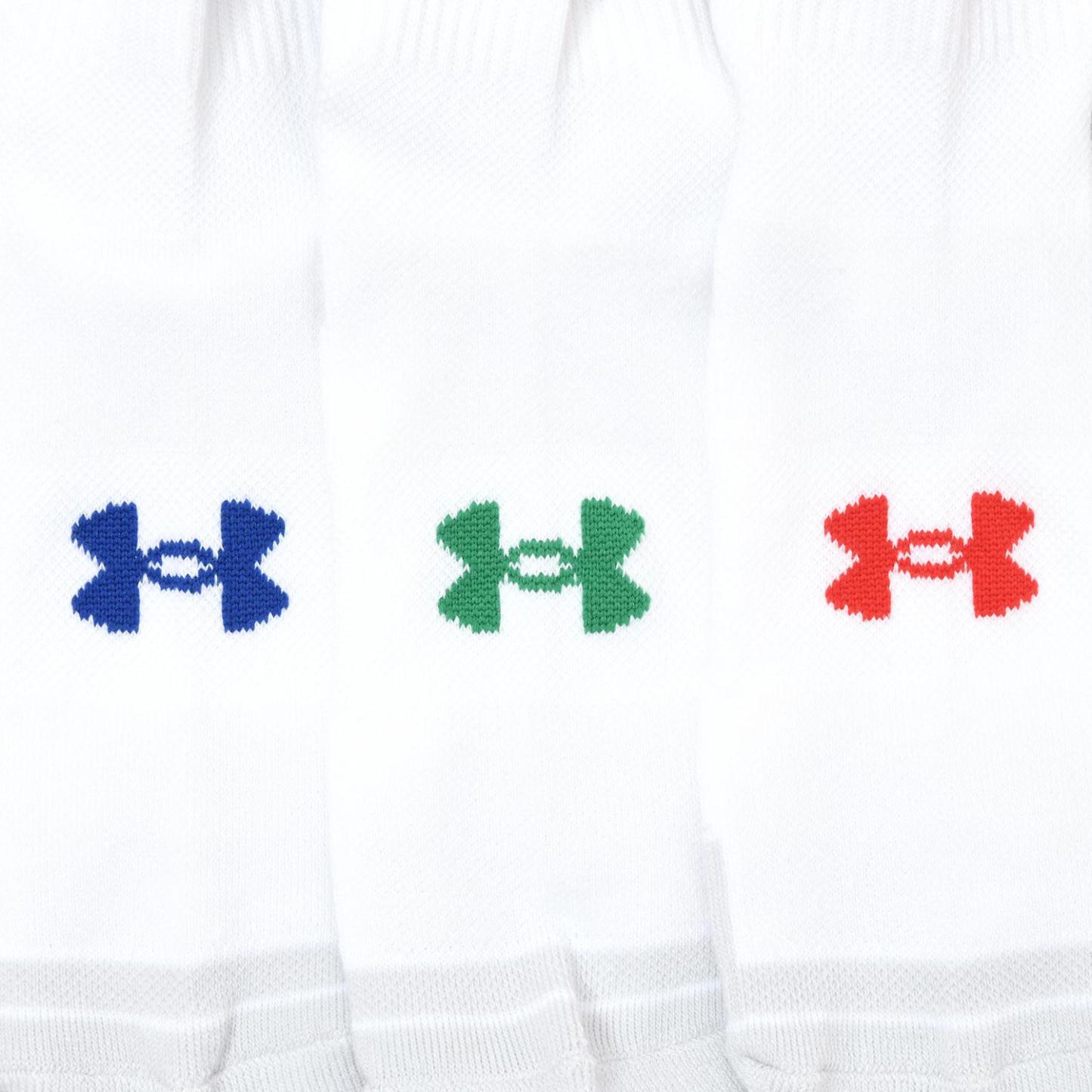 【UNDER ARMOURウェア】 アンダーアーマーウェア U UA Perf Tech Nvlty 3pk Qtr ソックス 1382943 102WHT/WHT/RED 102WHT/WHT/RED