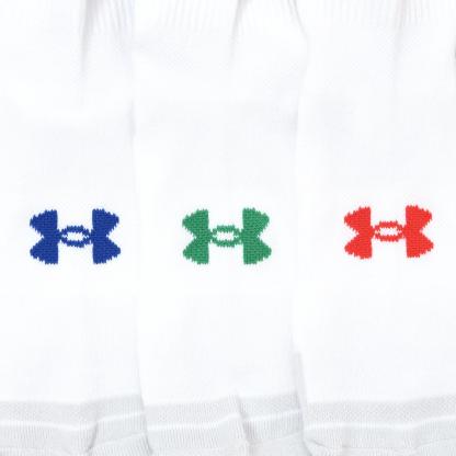 【UNDER ARMOURウェア】 アンダーアーマーウェア U UA Perf Tech Nvlty 3pk Qtr ソックス 1382943 102WHT/WHT/RED 102WHT/WHT/RED