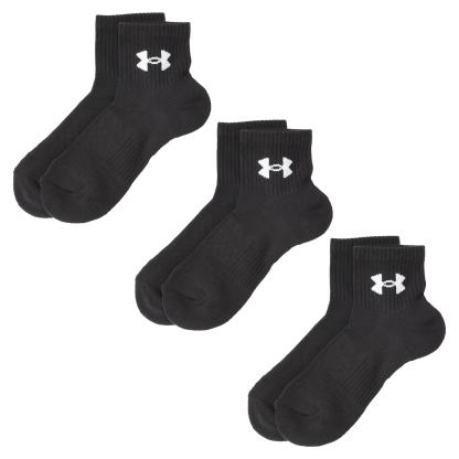 【UNDER ARMOURウェア】 アンダーアーマーウェア U UA TC 3pk Qtr ソックス 1386372 001BLK/BLK/WHT 002BLK/BLK/WHT