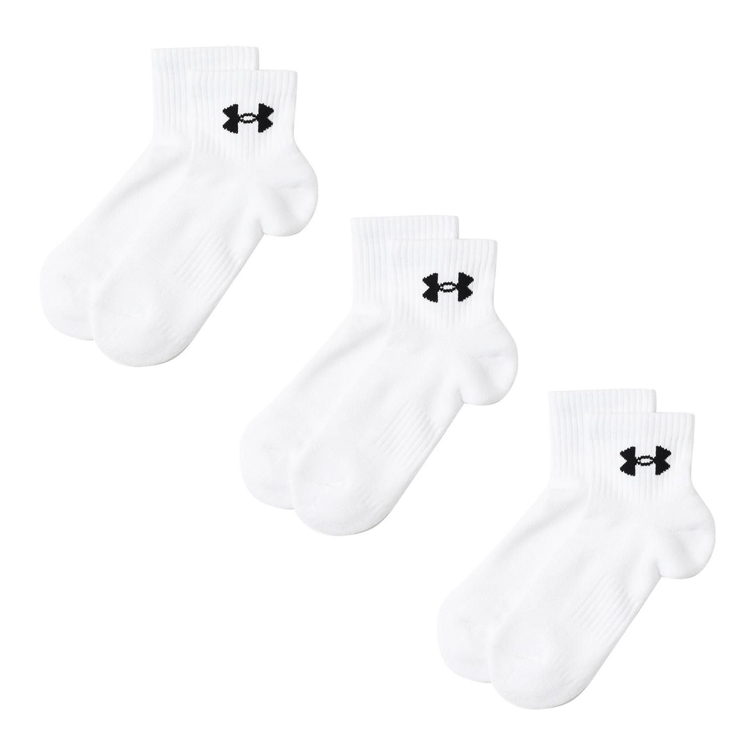 【UNDER ARMOURウェア】 アンダーアーマーウェア U UA TC 3pk Qtr ソックス 1386372 001BLK/BLK/WHT 101WHT/WHT/BLK