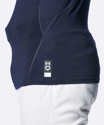 UAコールドギアアーマー コンプレッション ロングスリーブ モックネック シャツ（ベースボール/MEN） Midnight Navy(410)
