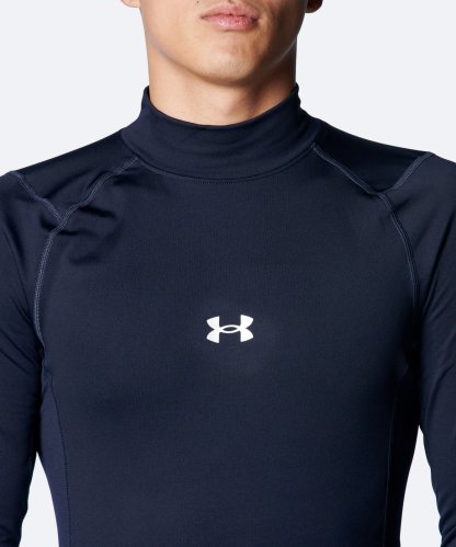 UAコールドギアアーマー コンプレッション ロングスリーブ モックネック シャツ（ベースボール/MEN） Midnight Navy(410)