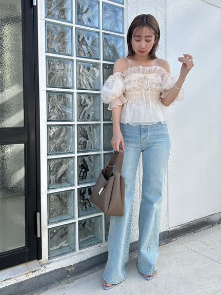 Sustainableストレッチフレアデニムパンツ