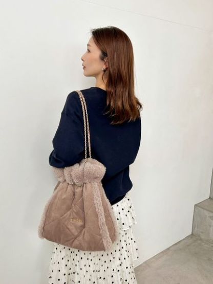 【WEB限定/ボアコレクション】キルティングチェーンバッグ