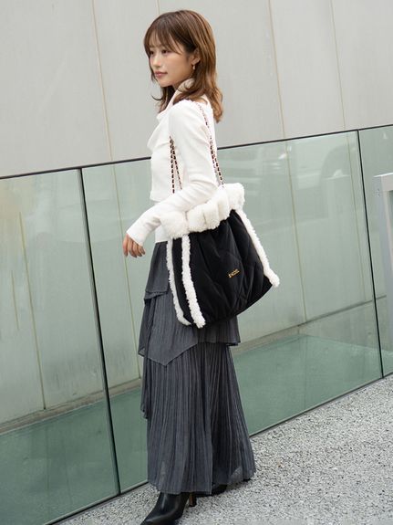 【WEB限定/ボアコレクション】キルティングチェーンバッグ