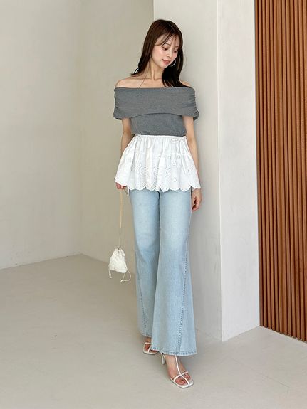 【00サイズあり】Sustainableストレッチフレアデニムパンツ
