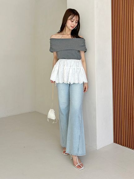 【00サイズあり】Sustainableストレッチフレアデニムパンツ