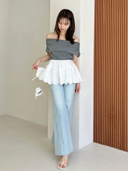 【00サイズあり】Sustainableストレッチフレアデニムパンツ