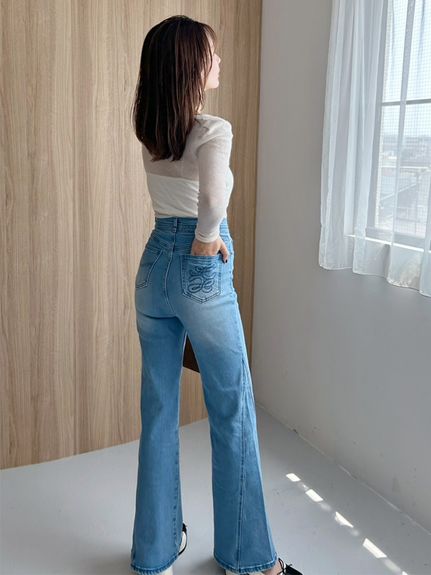【00サイズあり】Sustainableストレッチフレアデニムパンツ