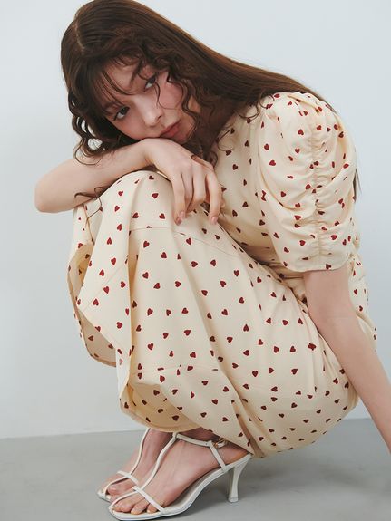 【WEB限定/Heart collection】ハートプリントワンピース