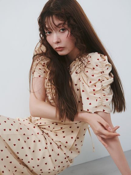 【WEB限定/Heart collection】ハートプリントワンピース