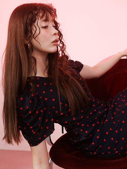 【WEB限定/Heart collection】ハートプリントワンピース
