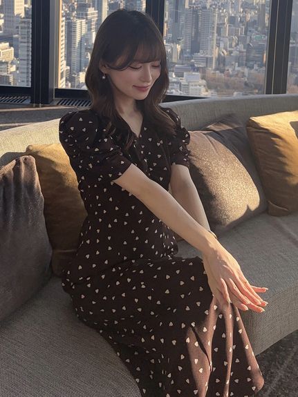 【WEB限定/Heart collection】ハートプリントワンピース