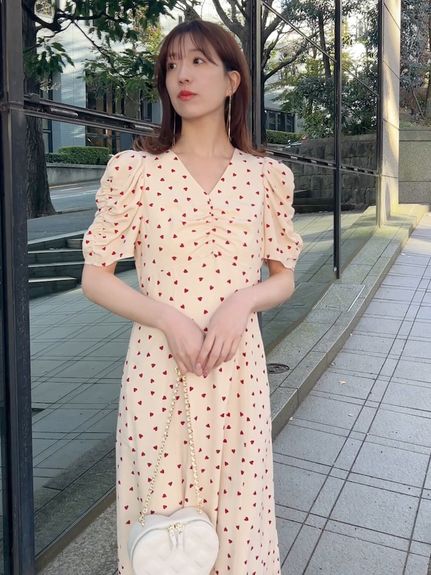 【WEB限定/Heart collection】ハートプリントワンピース