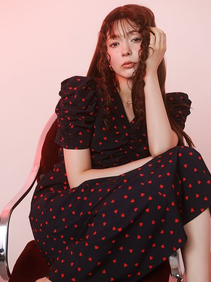 【WEB限定/Heart collection】ハートプリントワンピース