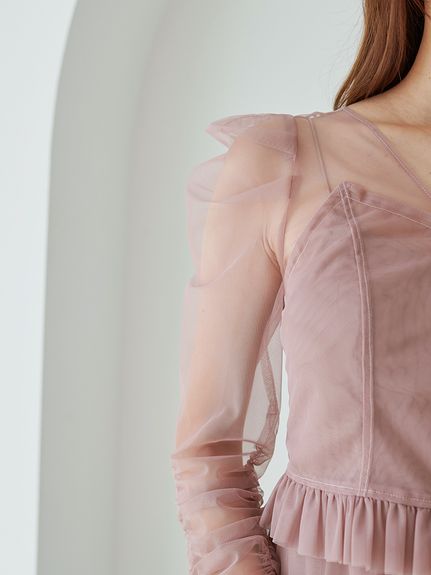 Sustainableティアードチュールドレス