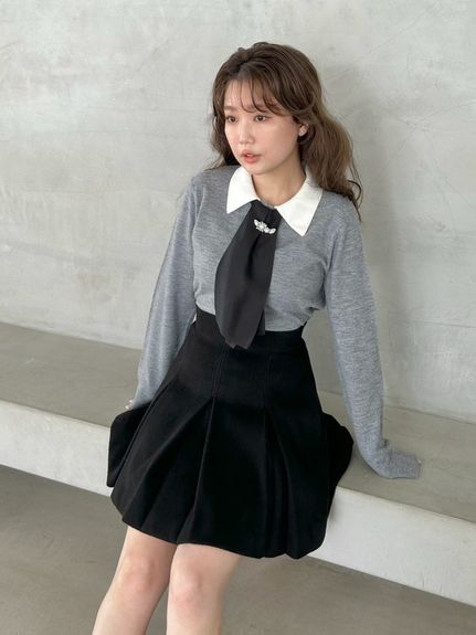 タイ付きビジューカーディガン
