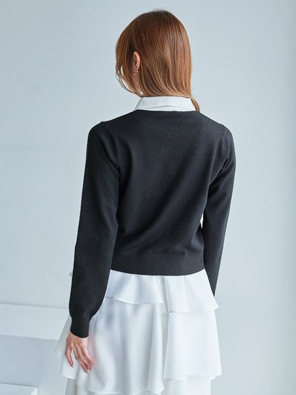 タイ付きビジューカーディガン