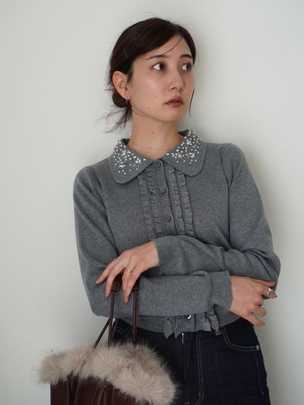 【WEB限定】ビジューカラーニットカーディガン